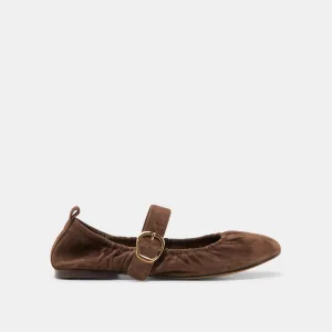 CAELY BALLET FLATS DK BRAUN WILDLEDER