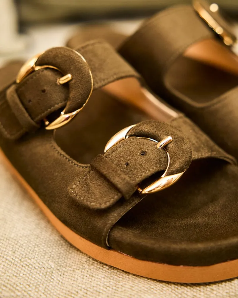 Camellia Vegan-Suede-Sandalen | Khaki