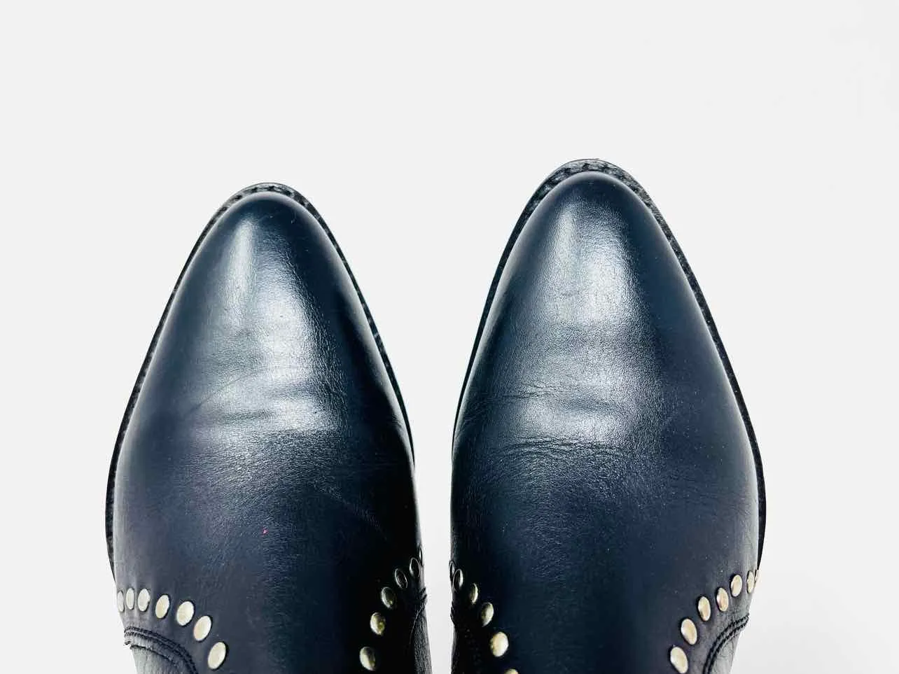 Charles David Größe 5 Schwarze/Silberne Nieten-Lederschuhe Knöchelstiefel