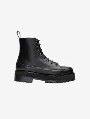 Robuste Unisex-Schnürstiefel aus veganem Material | Schwarz