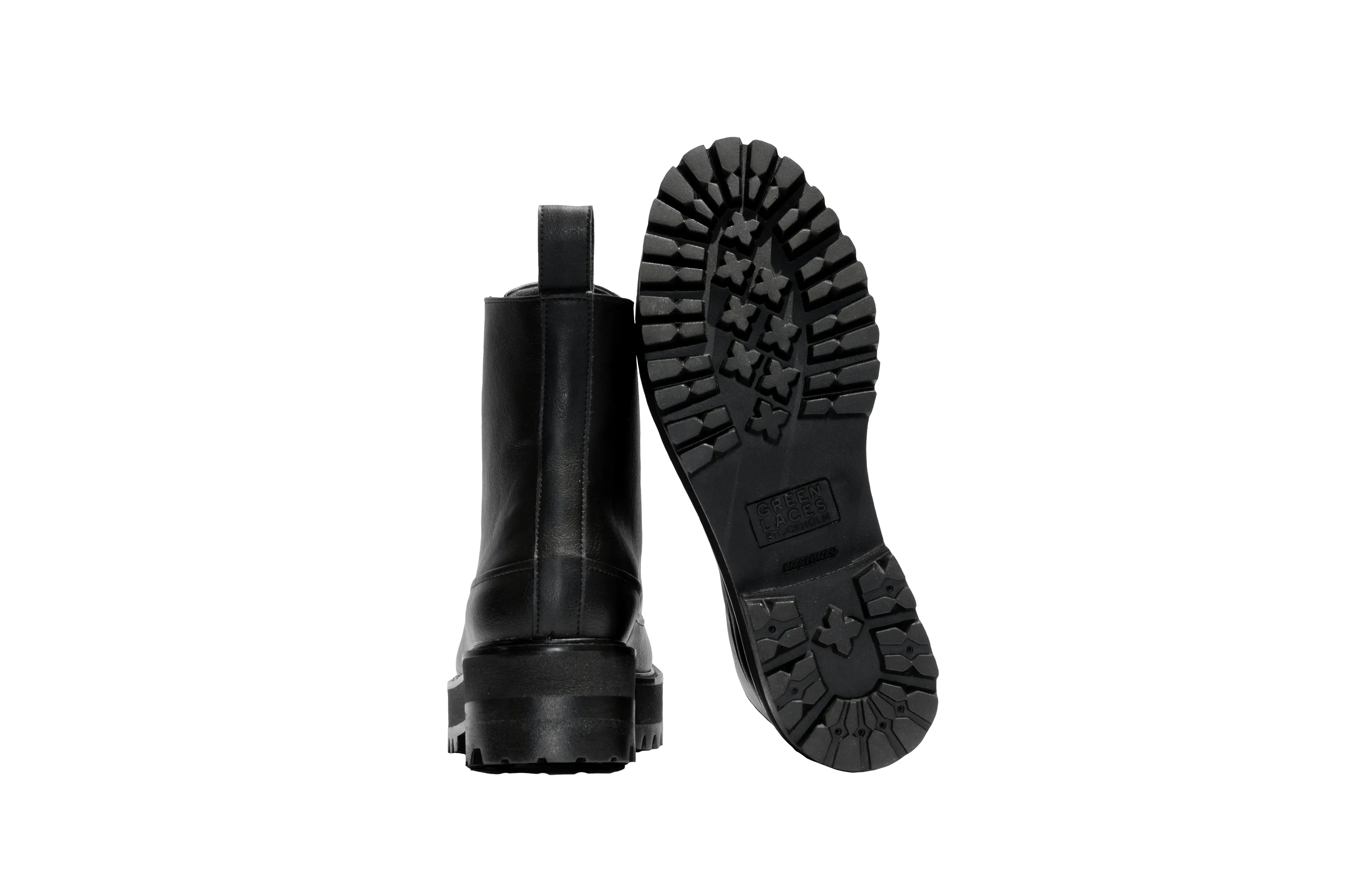 Robuste Unisex-Schnürstiefel aus veganem Material | Schwarz