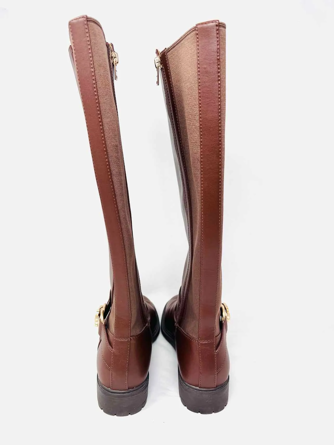 Coach Größe 8 Braune/Goldene Schnalle(n) Lederschuhe Stiefel