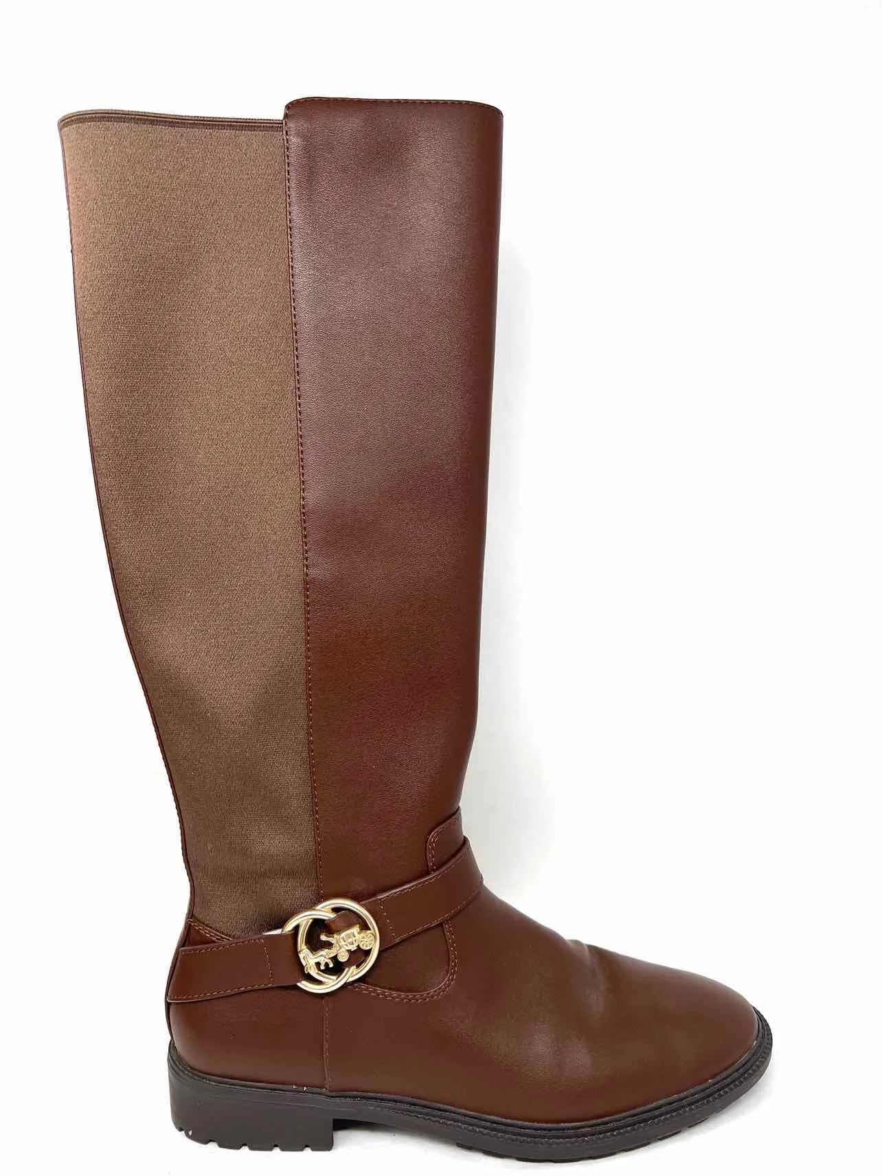 Coach Größe 8 Braune/Goldene Schnalle(n) Lederschuhe Stiefel