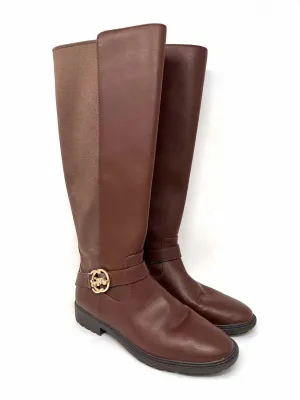 Coach Größe 8 Braune/Goldene Schnalle(n) Lederschuhe Stiefel