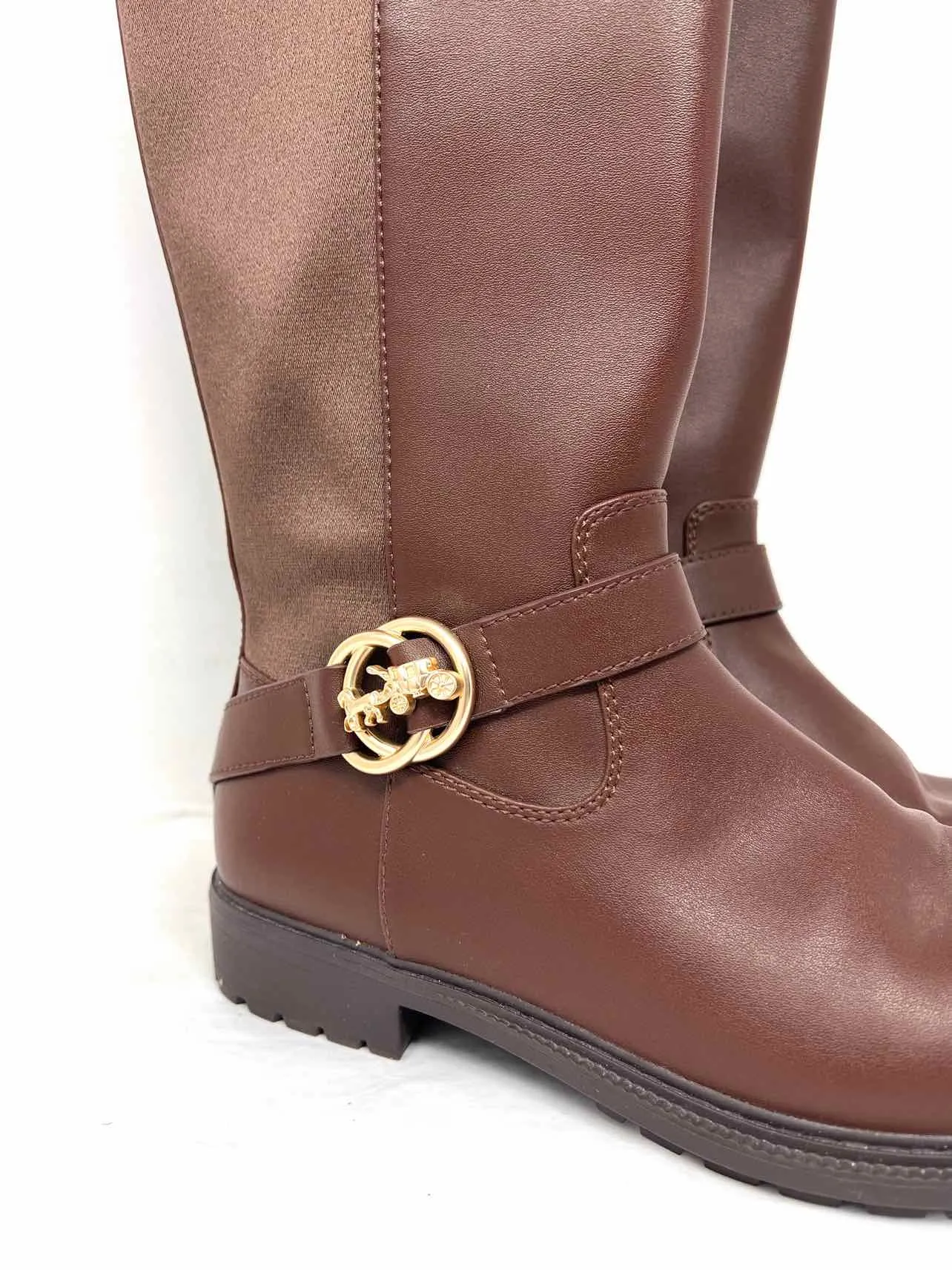 Coach Größe 8 Braune/Goldene Schnalle(n) Lederschuhe Stiefel