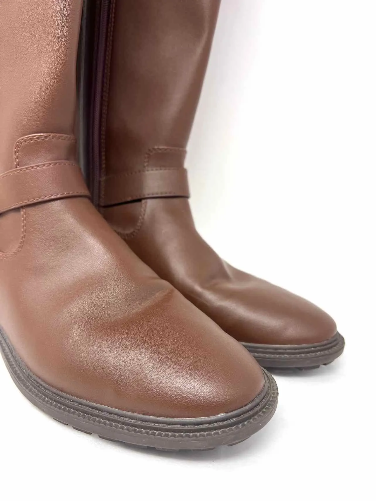 Coach Größe 8 Braune/Goldene Schnalle(n) Lederschuhe Stiefel