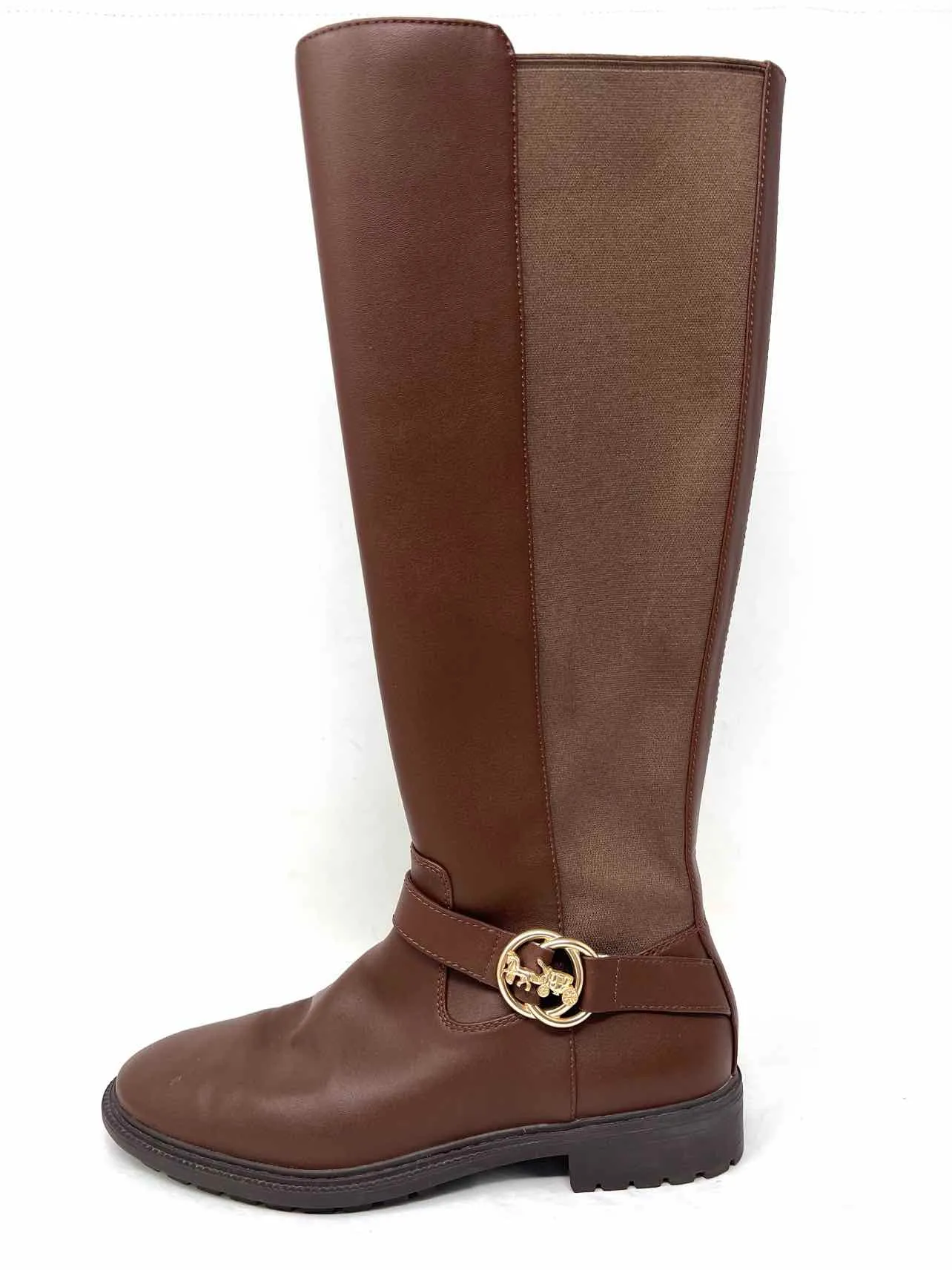Coach Größe 8 Braune/Goldene Schnalle(n) Lederschuhe Stiefel