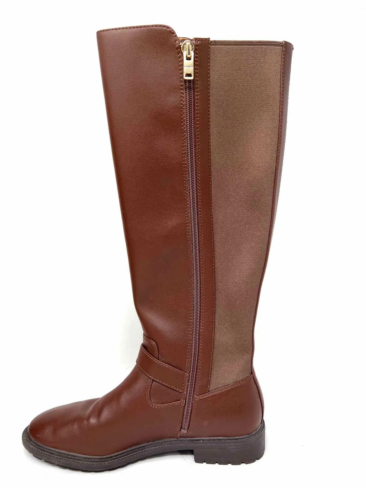 Coach Größe 8 Braune/Goldene Schnalle(n) Lederschuhe Stiefel
