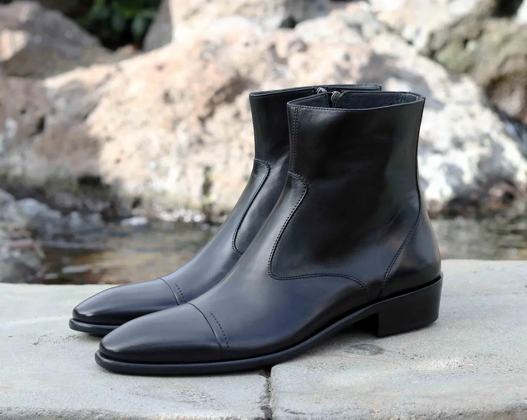 Corrente 1547 Hochglanz-Kalbsleder Slip-On-Stiefel - Schwarz