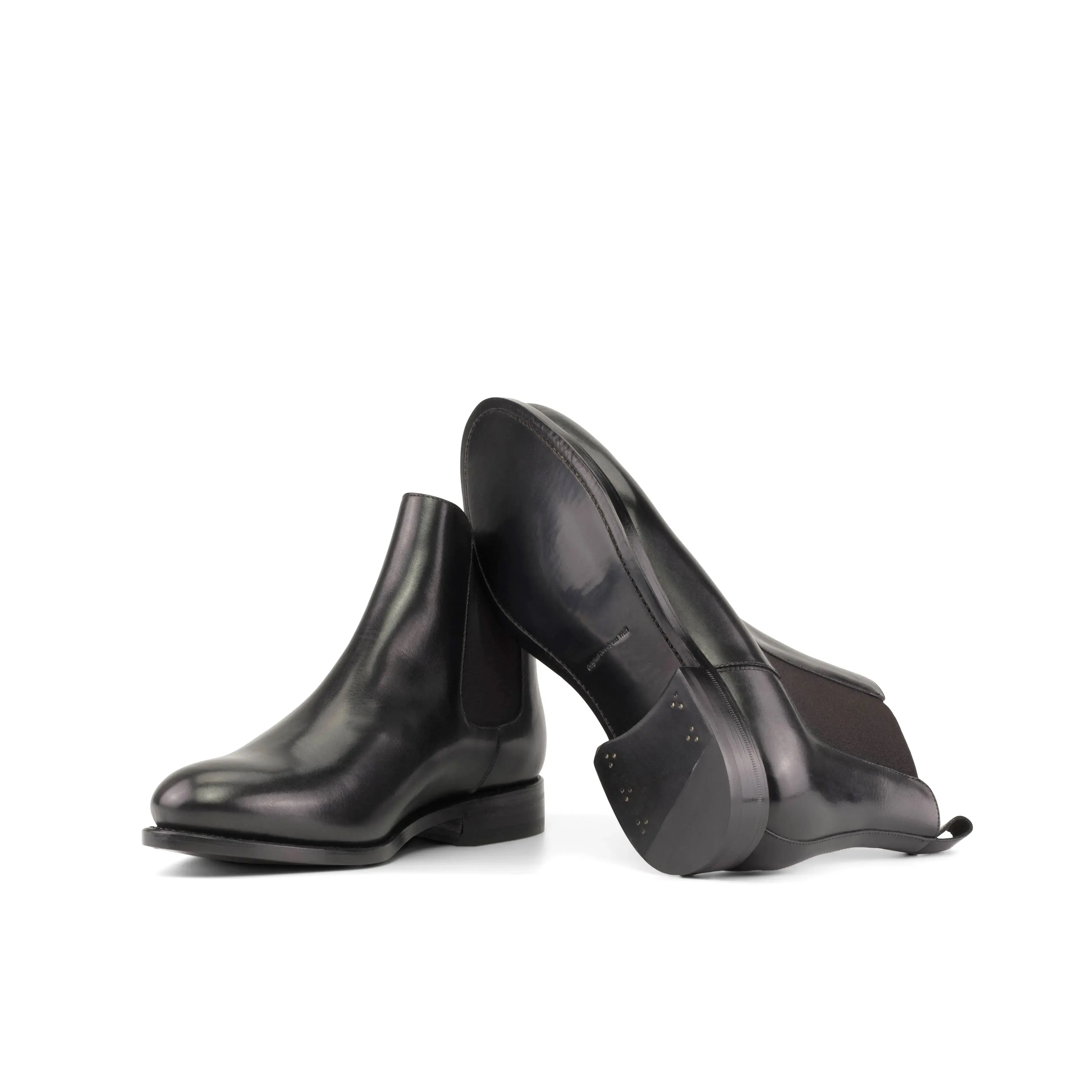 Dapperfam Schuhe DapperFam Monza in Schwarz Herren Italienisches Leder Chelsea Stiefel