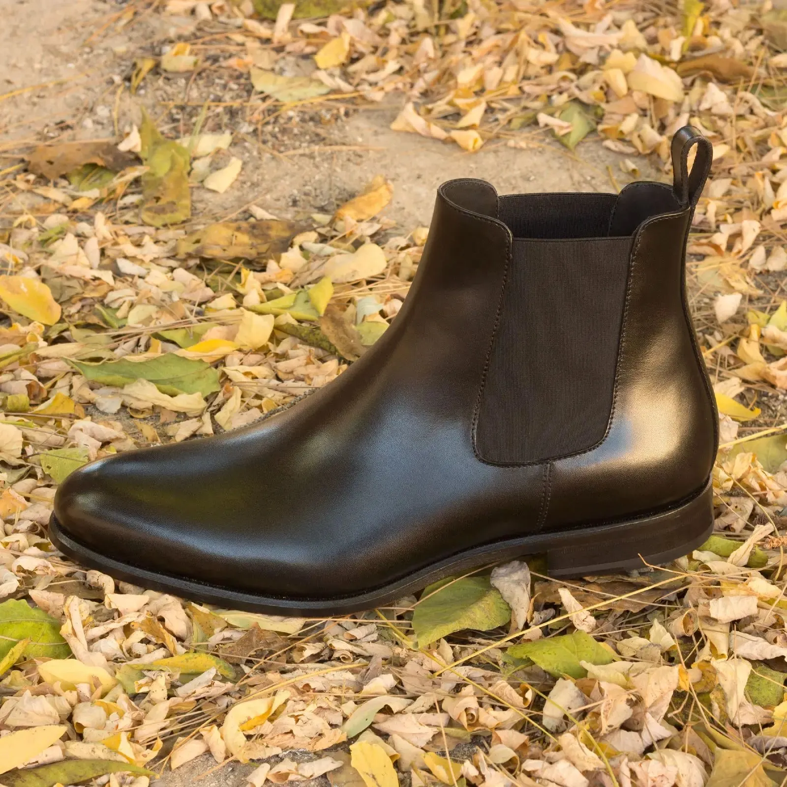 Dapperfam Schuhe DapperFam Monza in Schwarz Herren Italienisches Leder Chelsea Stiefel