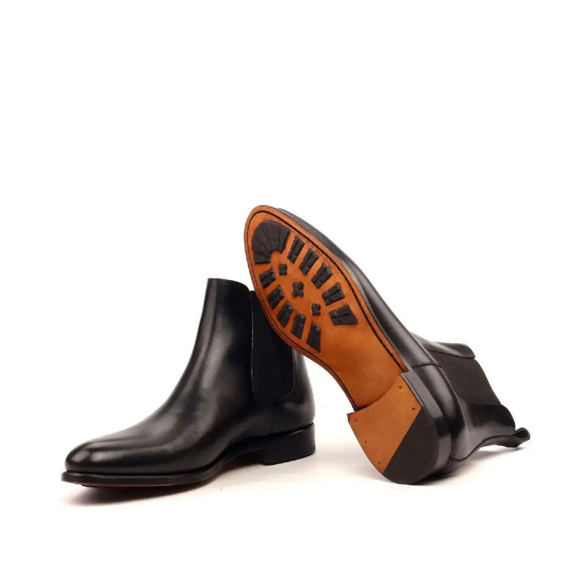 Dapperfam Schuhe DapperFam Monza in Schwarz Herren Italienisches Leder Chelsea Stiefel