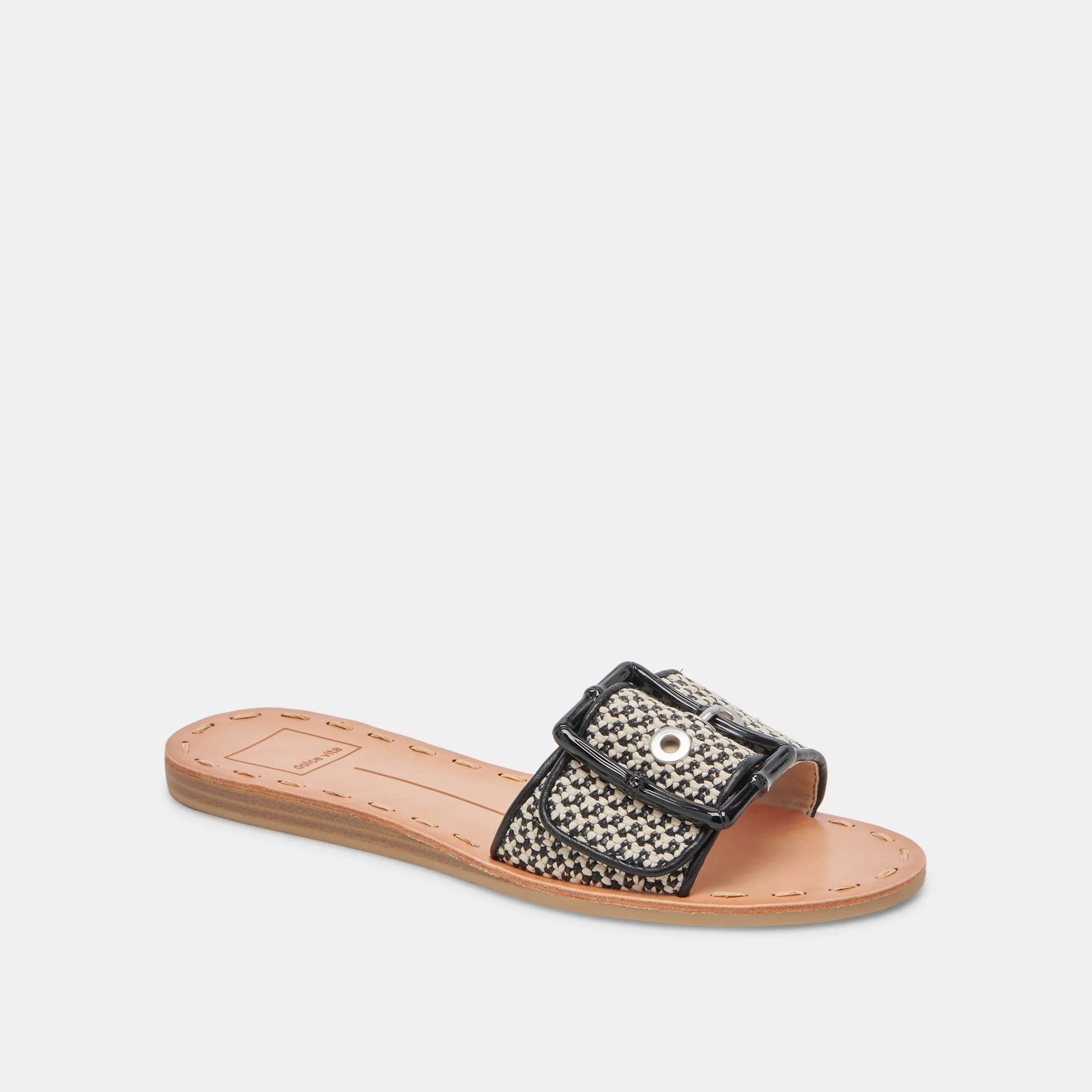 DASA WEITE SANDALEN SCHWARZ NATÜRLICHE RAFFIA