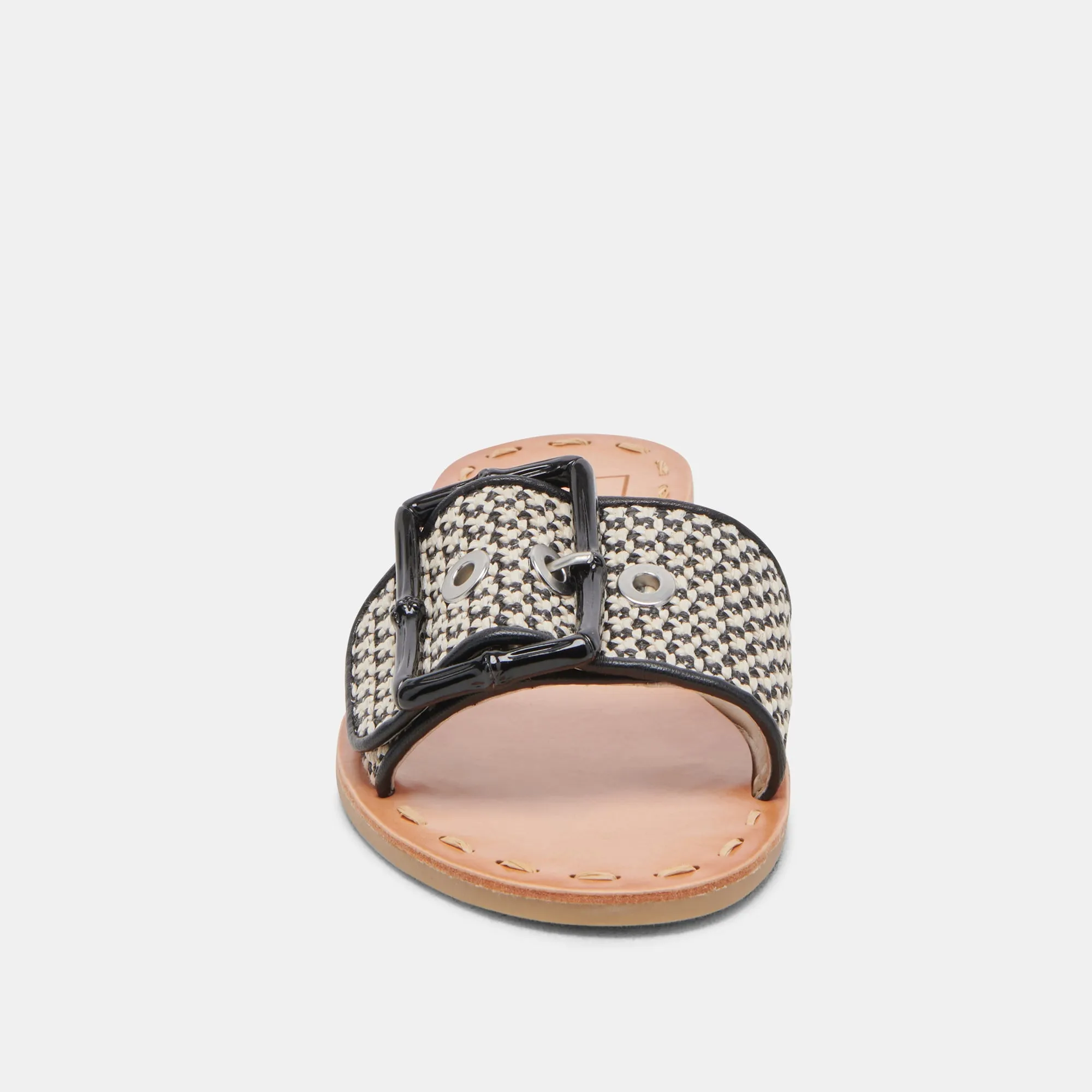 DASA WEITE SANDALEN SCHWARZ NATÜRLICHE RAFFIA