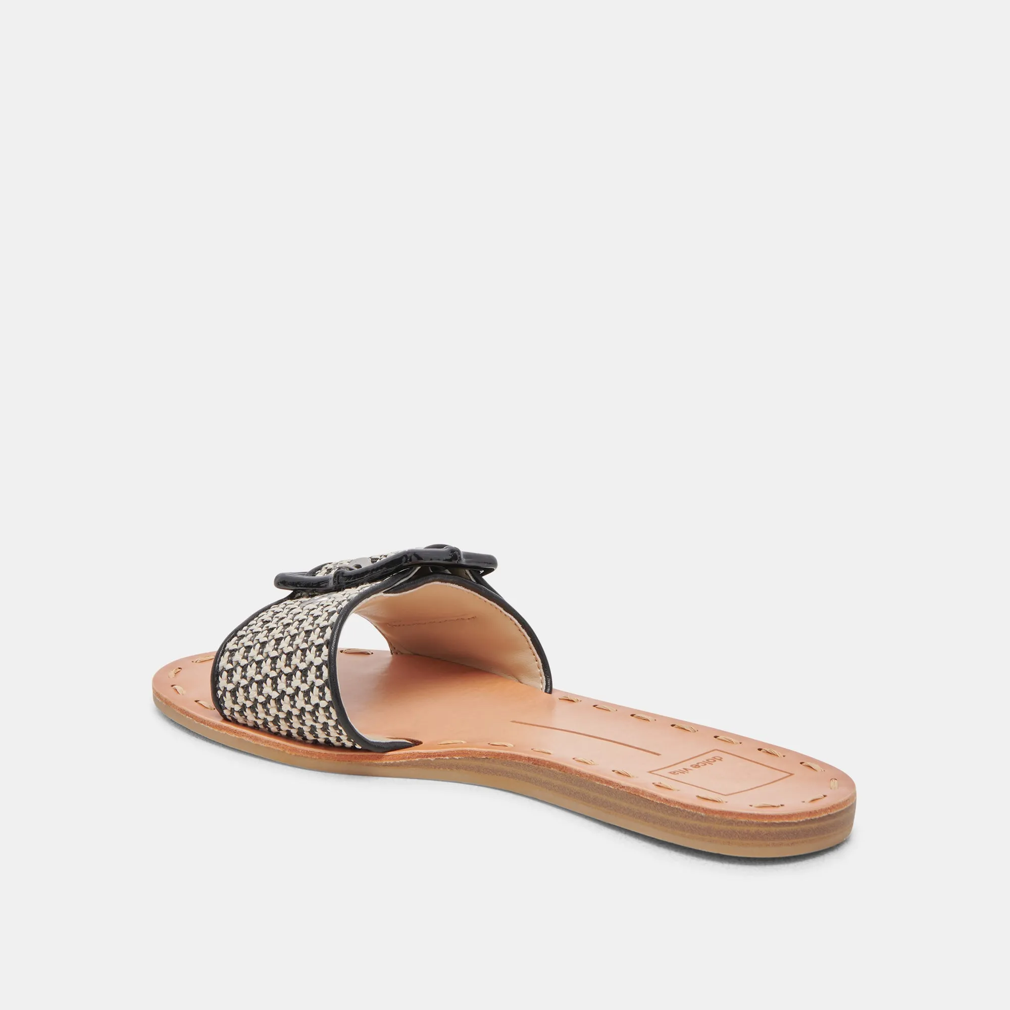 DASA WEITE SANDALEN SCHWARZ NATÜRLICHE RAFFIA