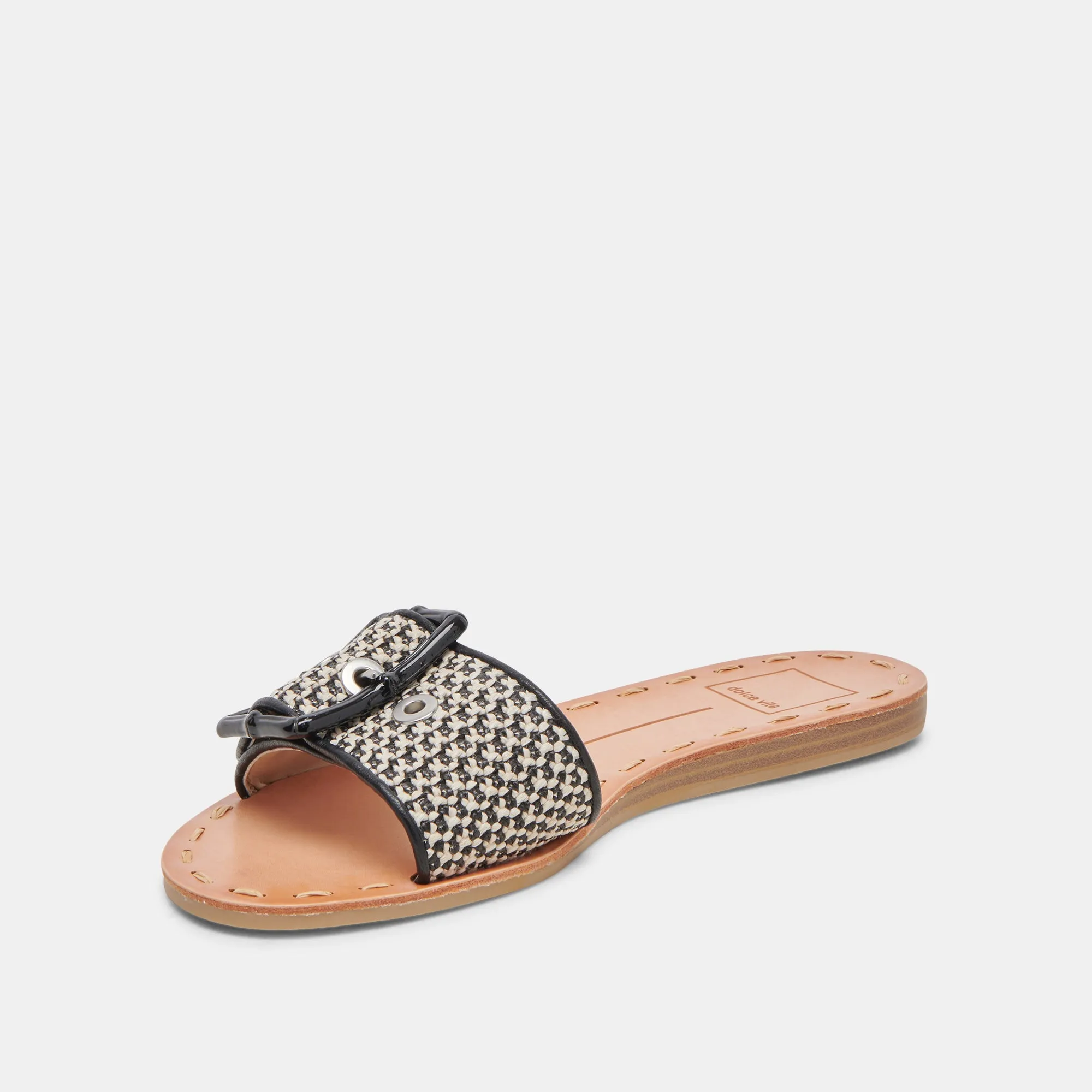 DASA WEITE SANDALEN SCHWARZ NATÜRLICHE RAFFIA