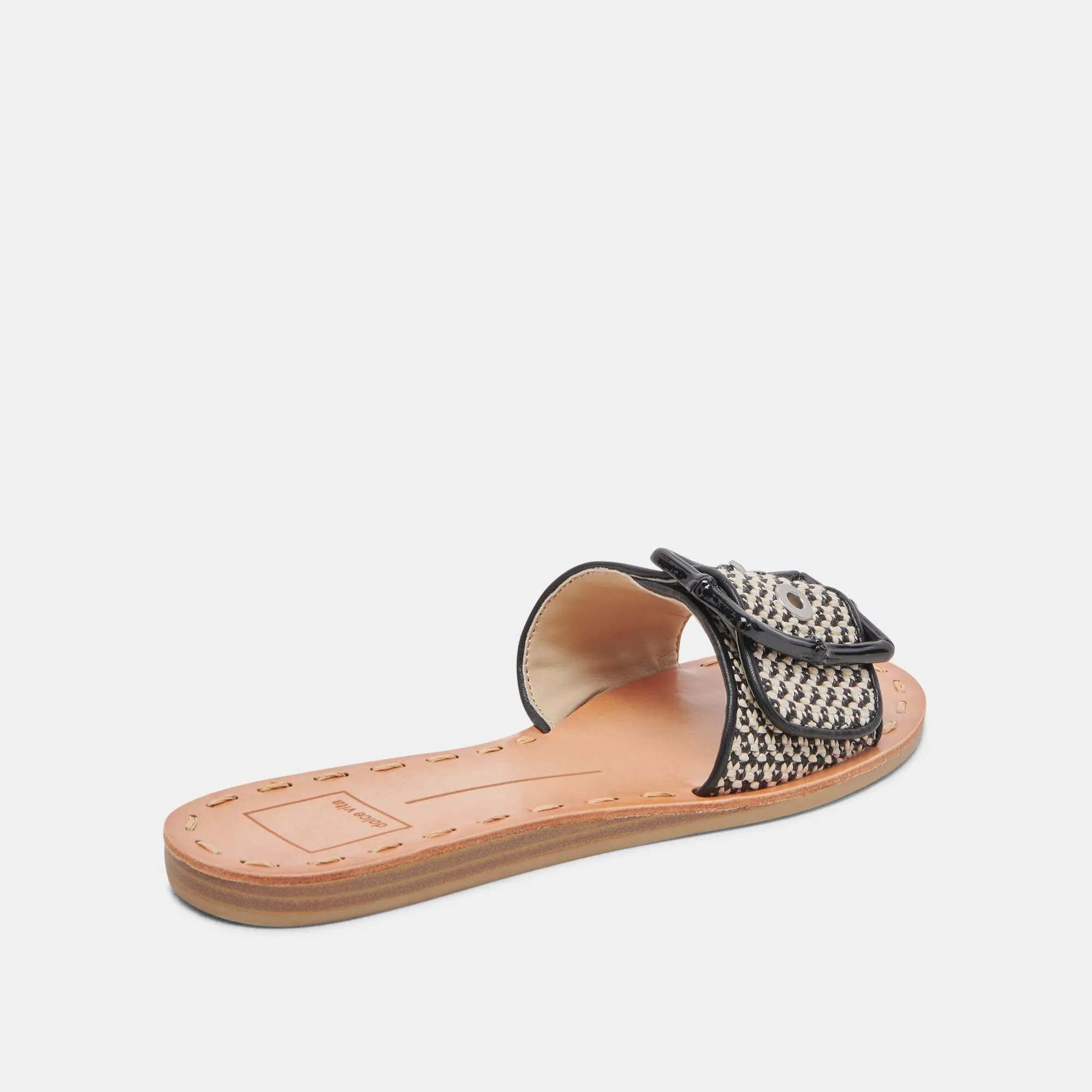 DASA WEITE SANDALEN SCHWARZ NATÜRLICHE RAFFIA