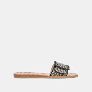 DASA WEITE SANDALEN SCHWARZ NATÜRLICHE RAFFIA