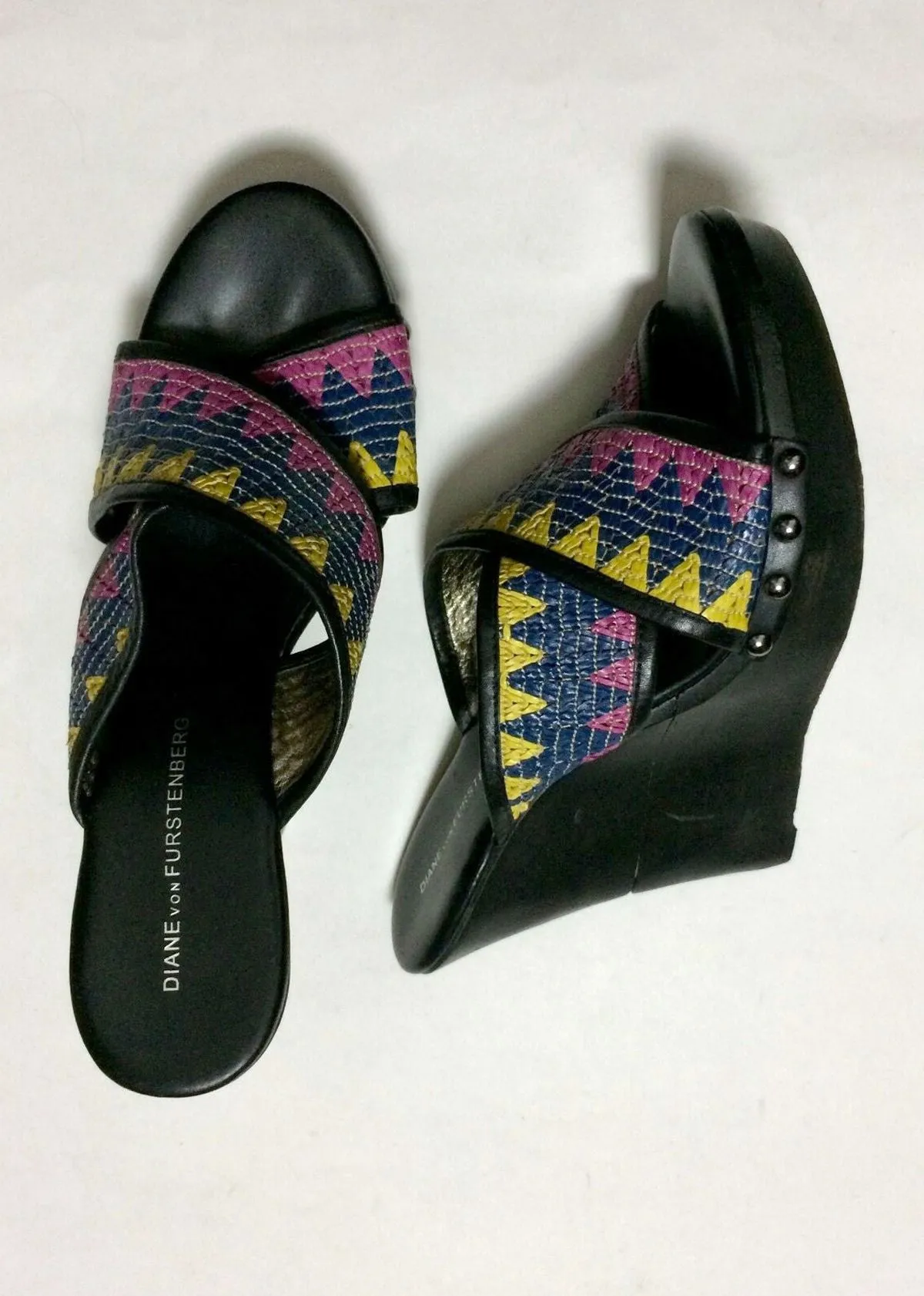 Diane Von Furstenberg Größe 9 Mehrfarbige Gewebte Sandalen
