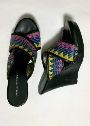 Diane Von Furstenberg Größe 9 Mehrfarbige Gewebte Sandalen