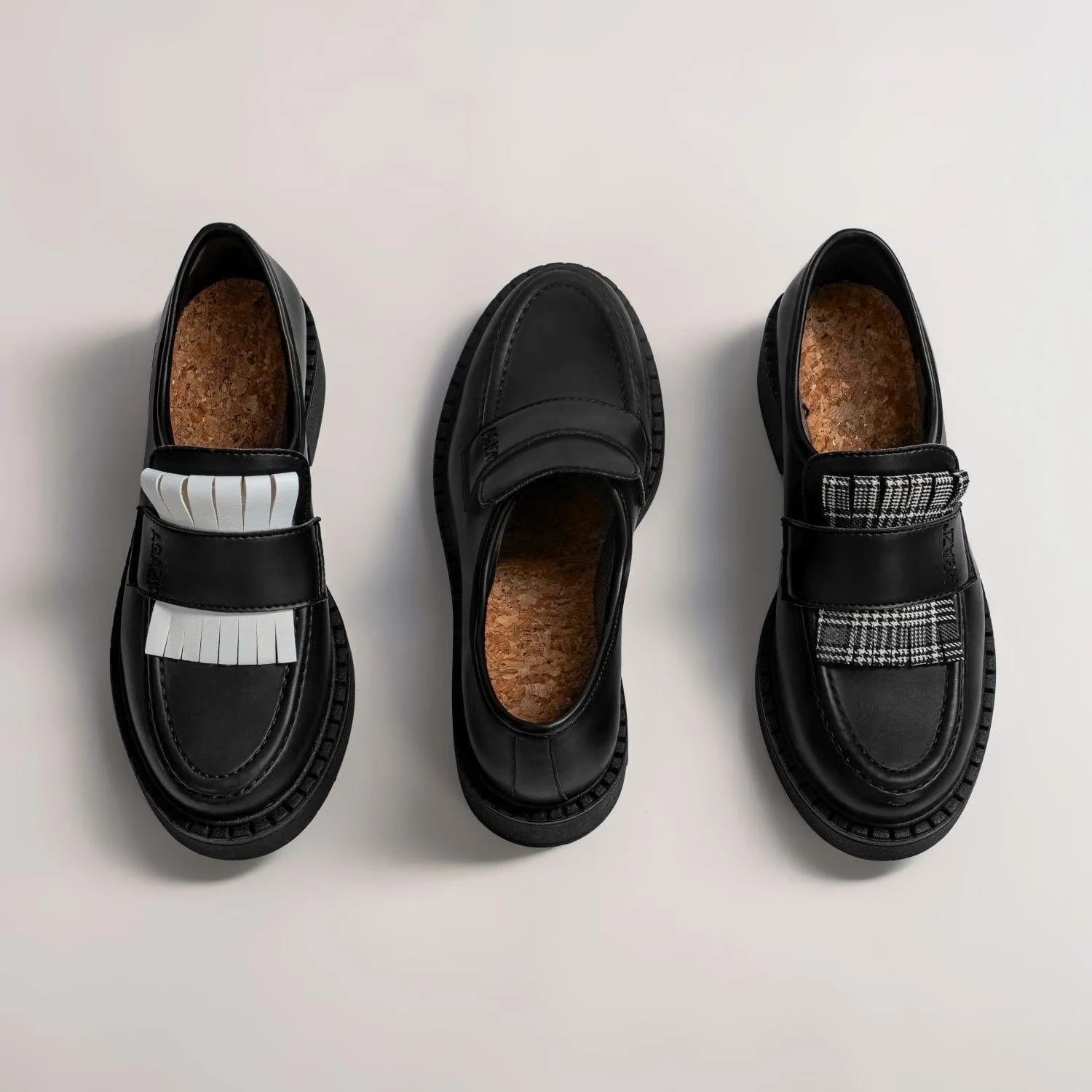 Diane Damen 3 in 1 Apfel-Leder Vegane Loafers | Schwarz