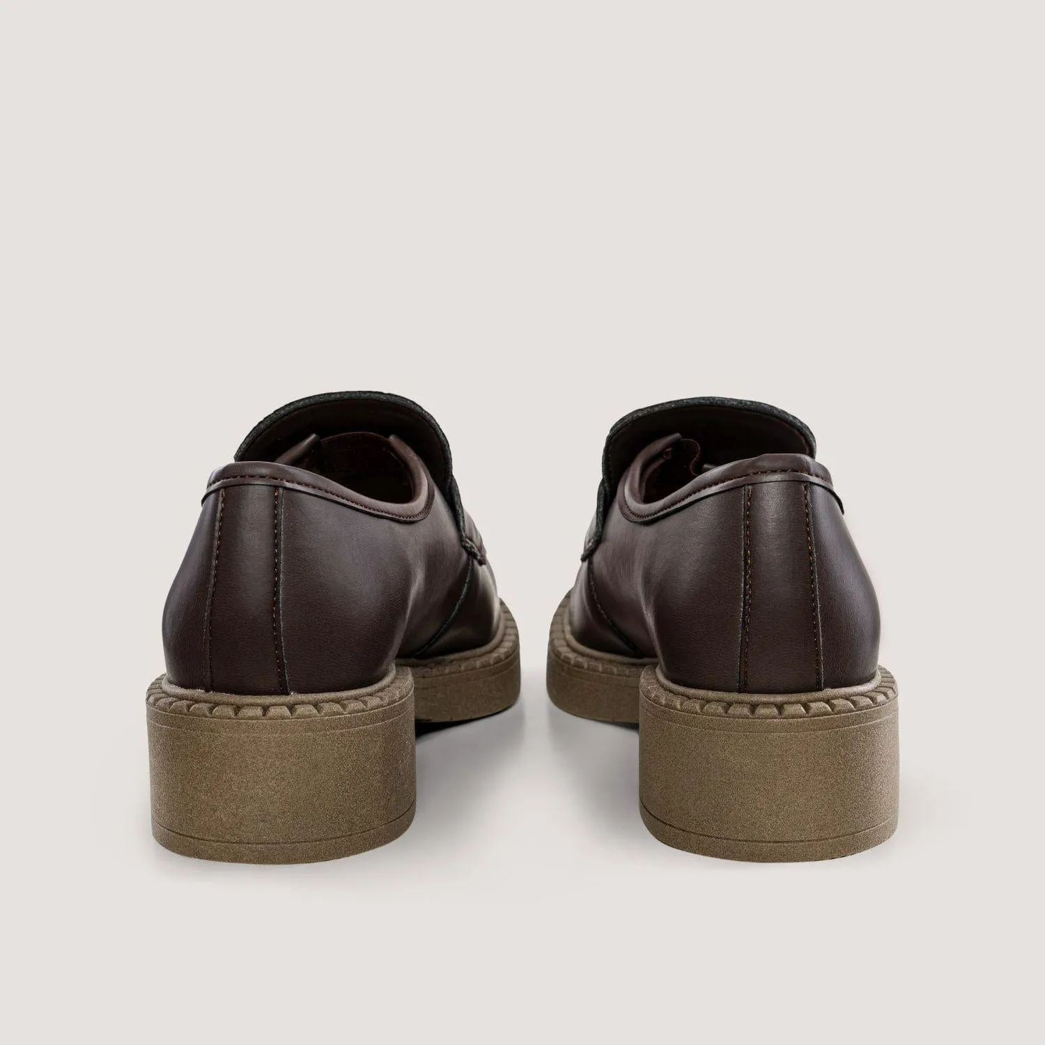 Diane Damen 3 in 1 Apfel-Leder Vegane Loafers | Schokolade & Dunkle Sohle
