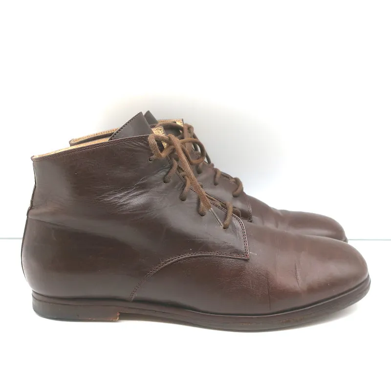 Dries Van Noten Schnürstiefelette Braun Leder Größe 37 Flache Knöchelstiefel