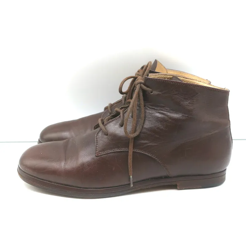 Dries Van Noten Schnürstiefelette Braun Leder Größe 37 Flache Knöchelstiefel