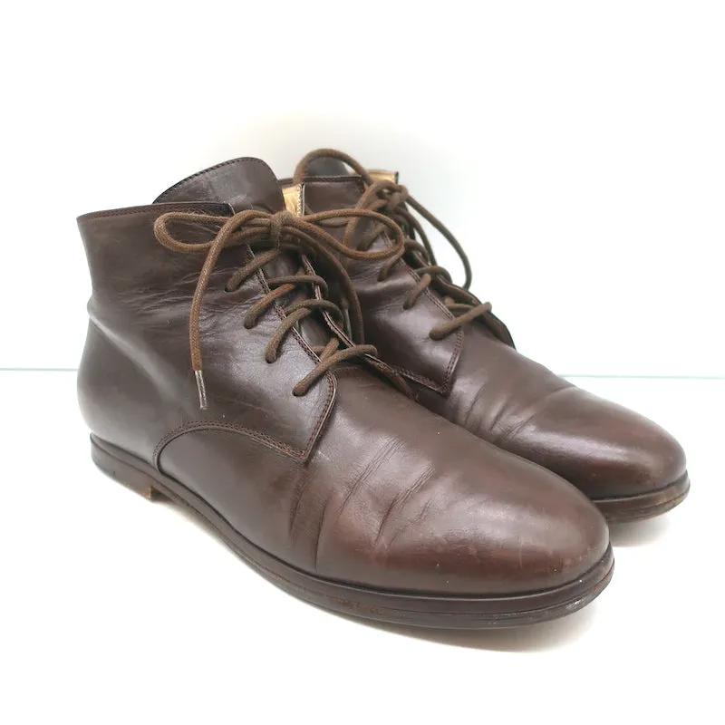 Dries Van Noten Schnürstiefelette Braun Leder Größe 37 Flache Knöchelstiefel
