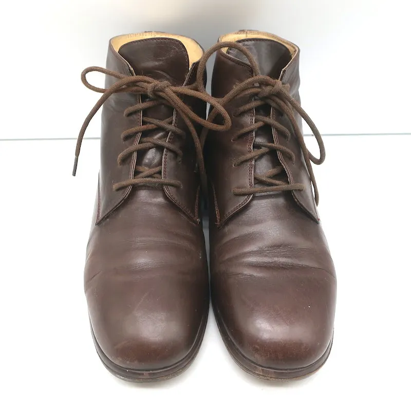 Dries Van Noten Schnürstiefelette Braun Leder Größe 37 Flache Knöchelstiefel
