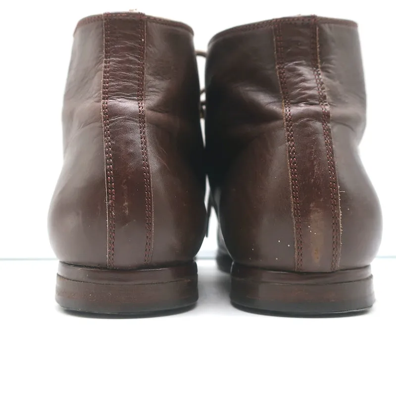 Dries Van Noten Schnürstiefelette Braun Leder Größe 37 Flache Knöchelstiefel