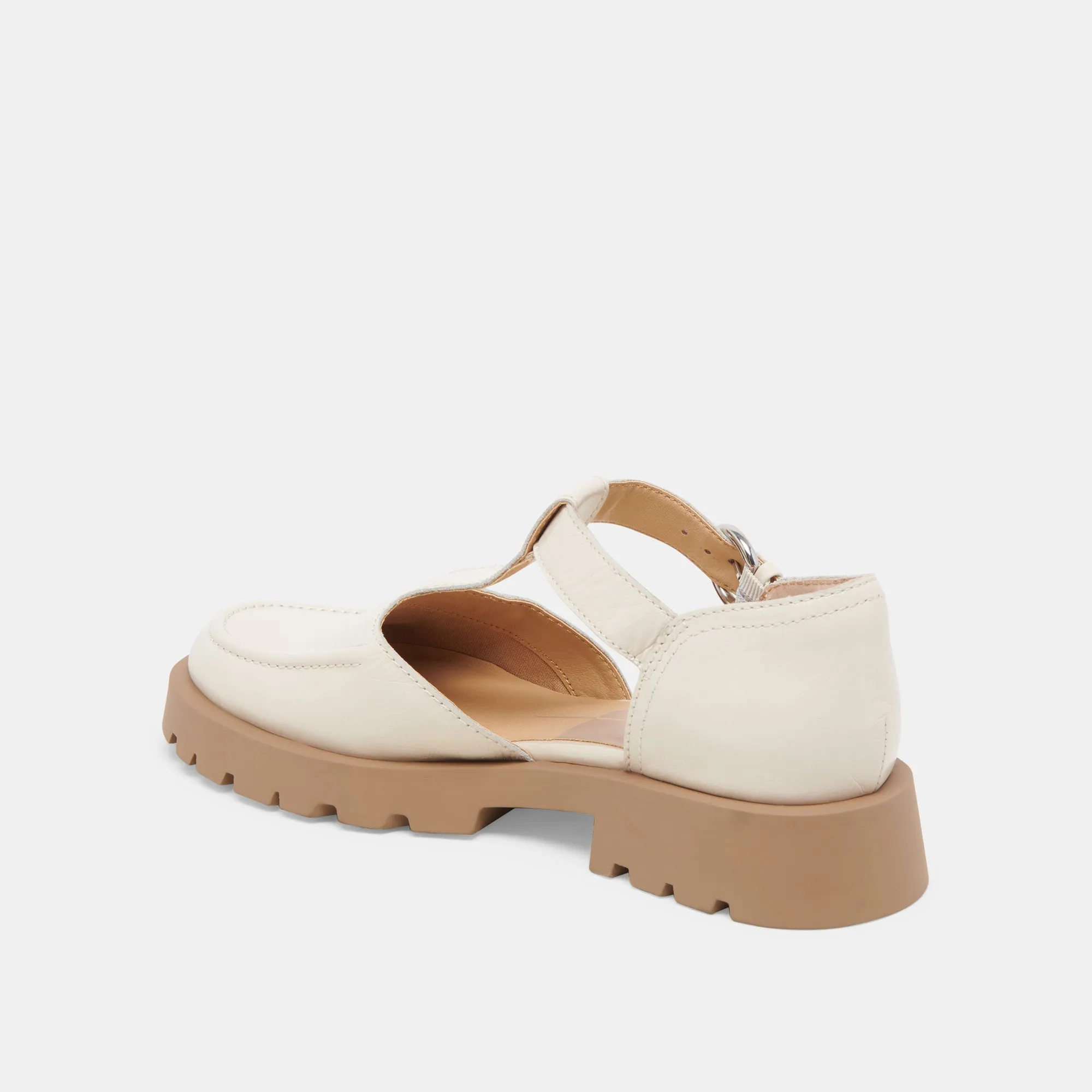EMILIO FLATS CREAM CRINKLE GLANZLEDER