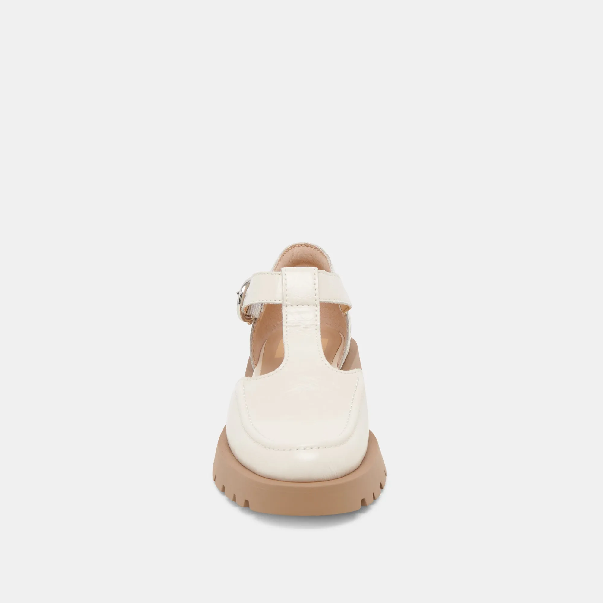 EMILIO FLATS CREAM CRINKLE GLANZLEDER