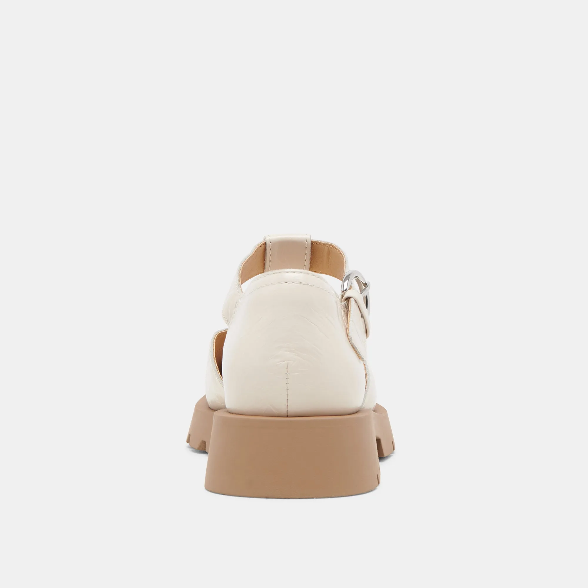EMILIO FLATS CREAM CRINKLE GLANZLEDER