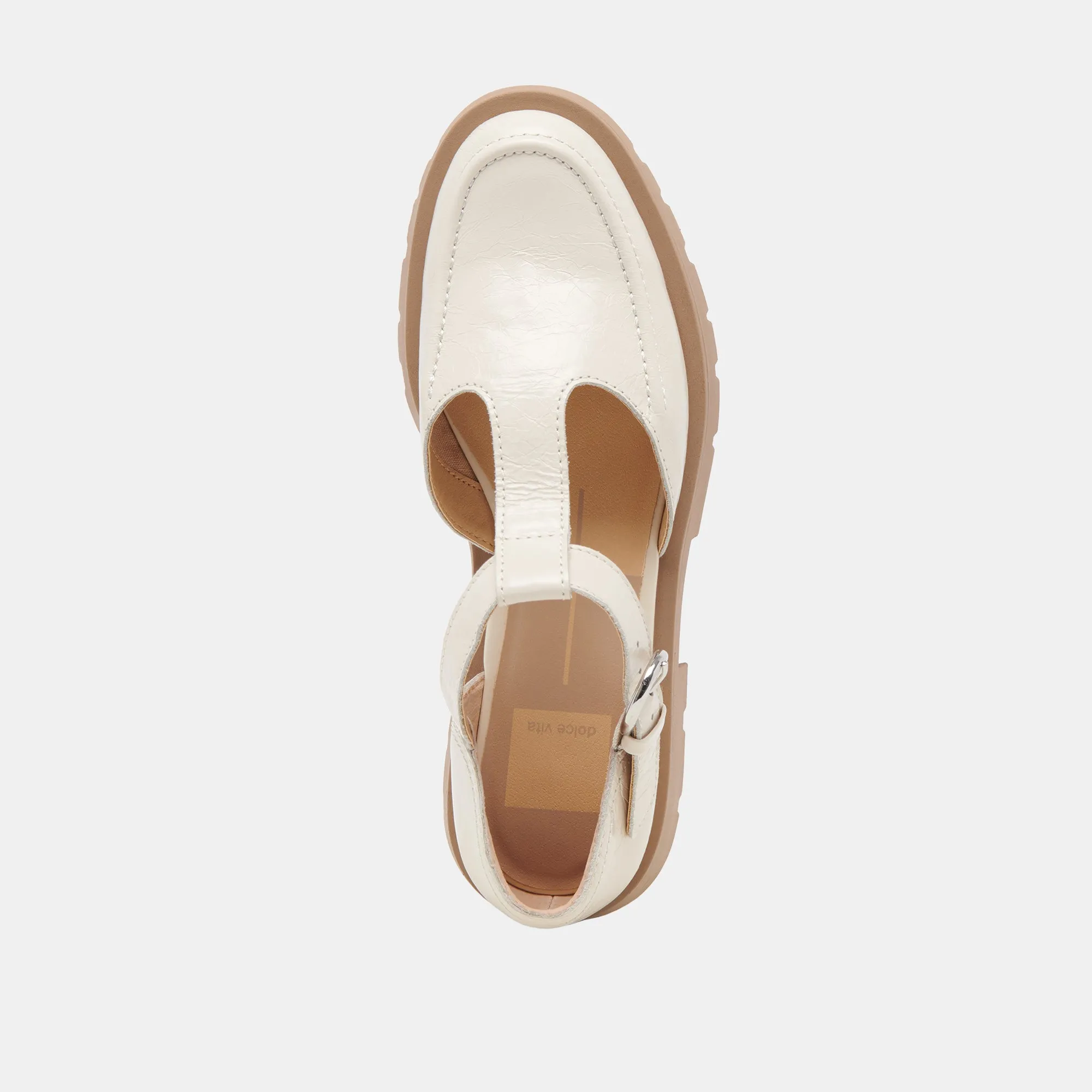 EMILIO FLATS CREAM CRINKLE GLANZLEDER