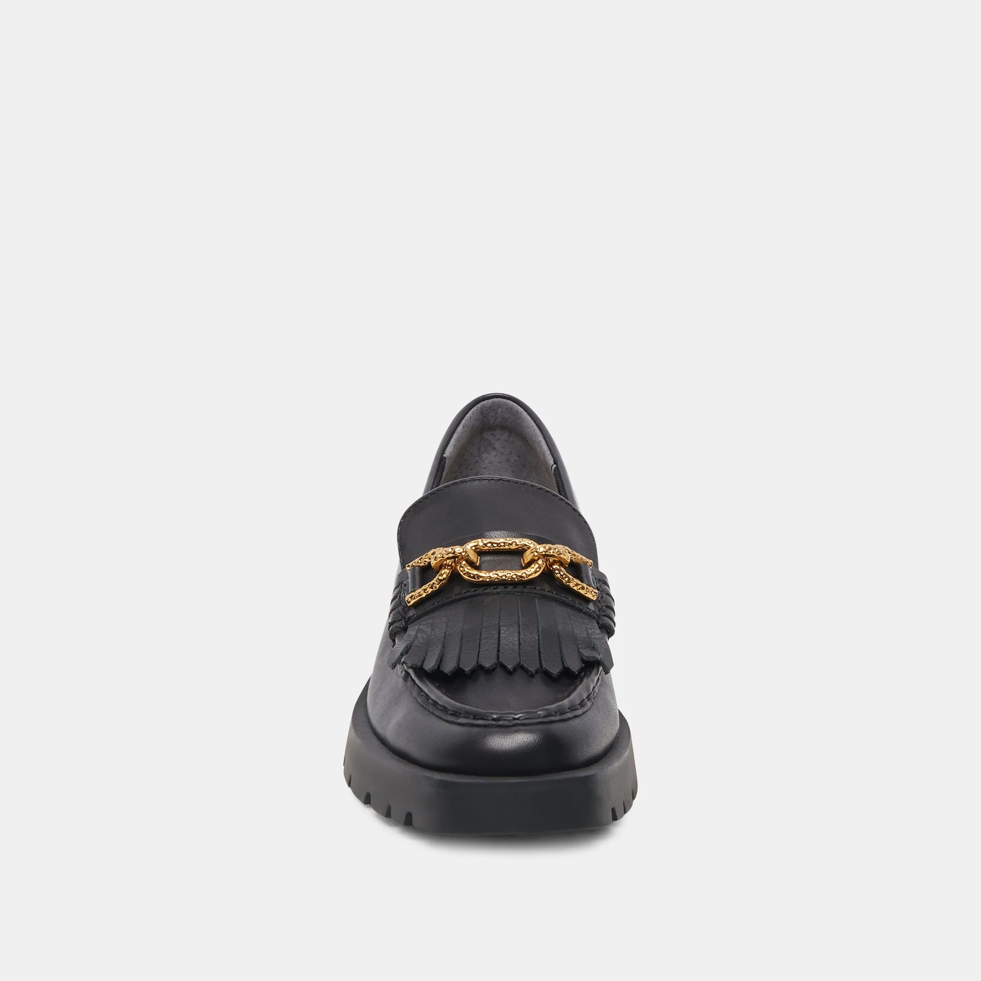 ERNA FLATS SCHWARZES LEDER