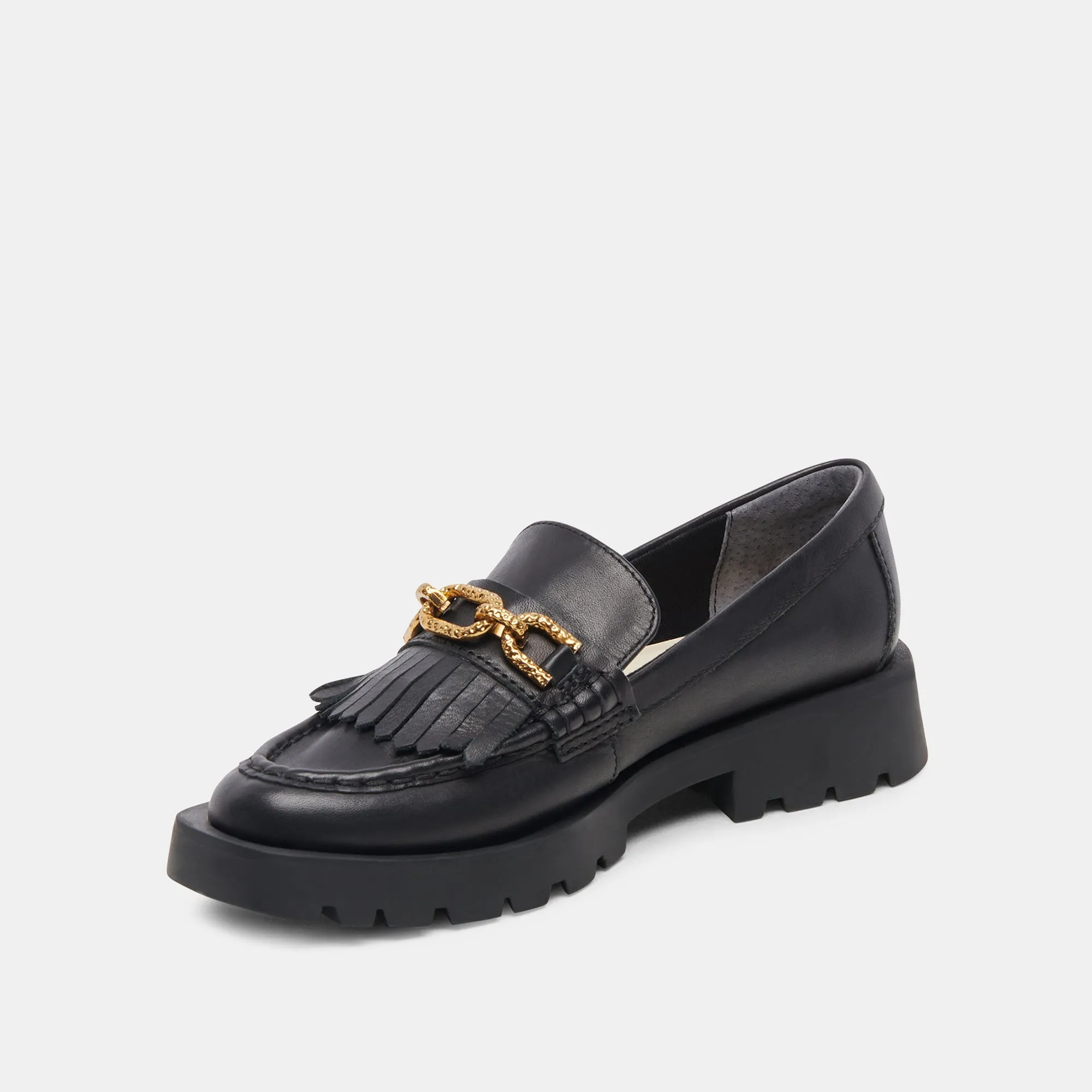 ERNA FLATS SCHWARZES LEDER