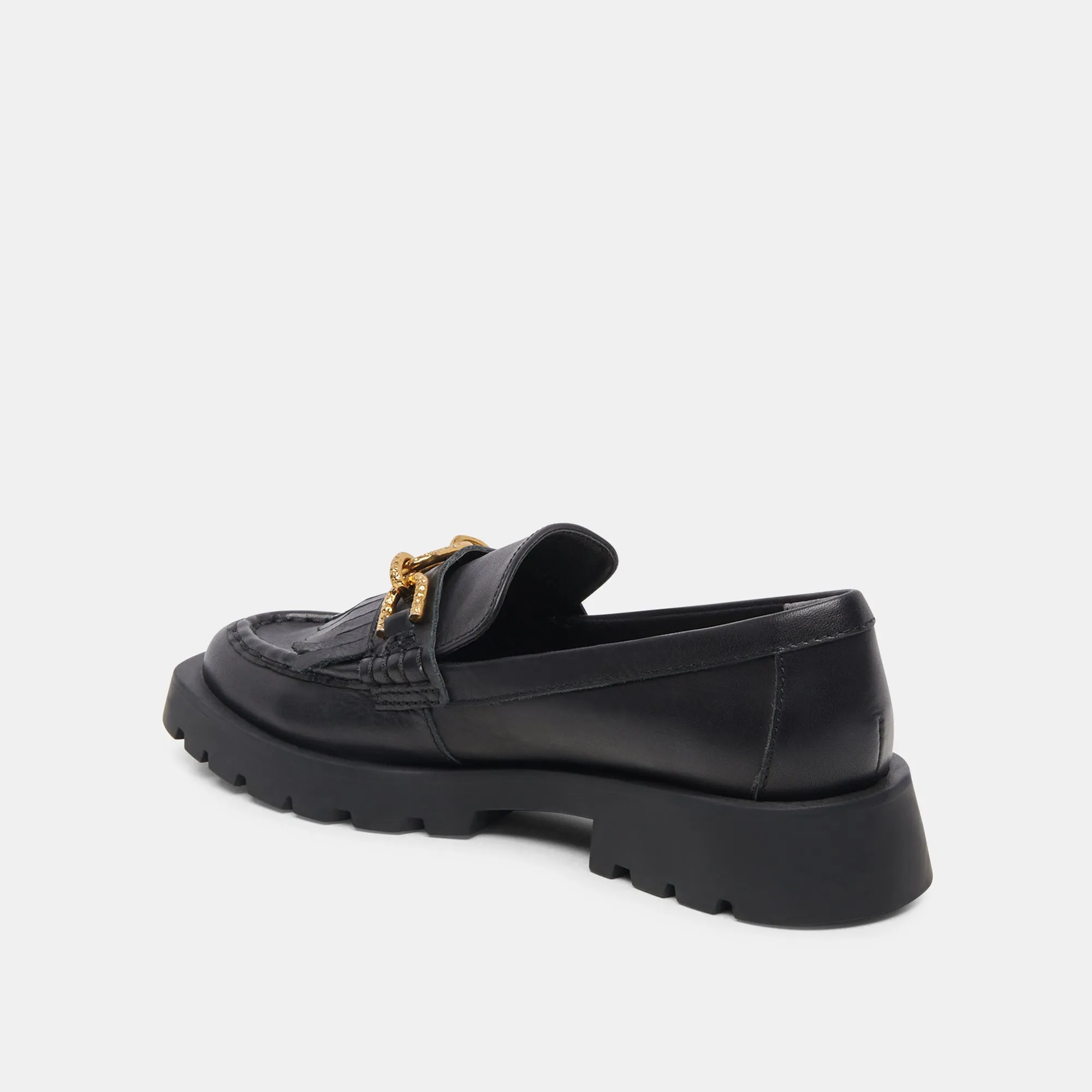 ERNA FLATS SCHWARZES LEDER
