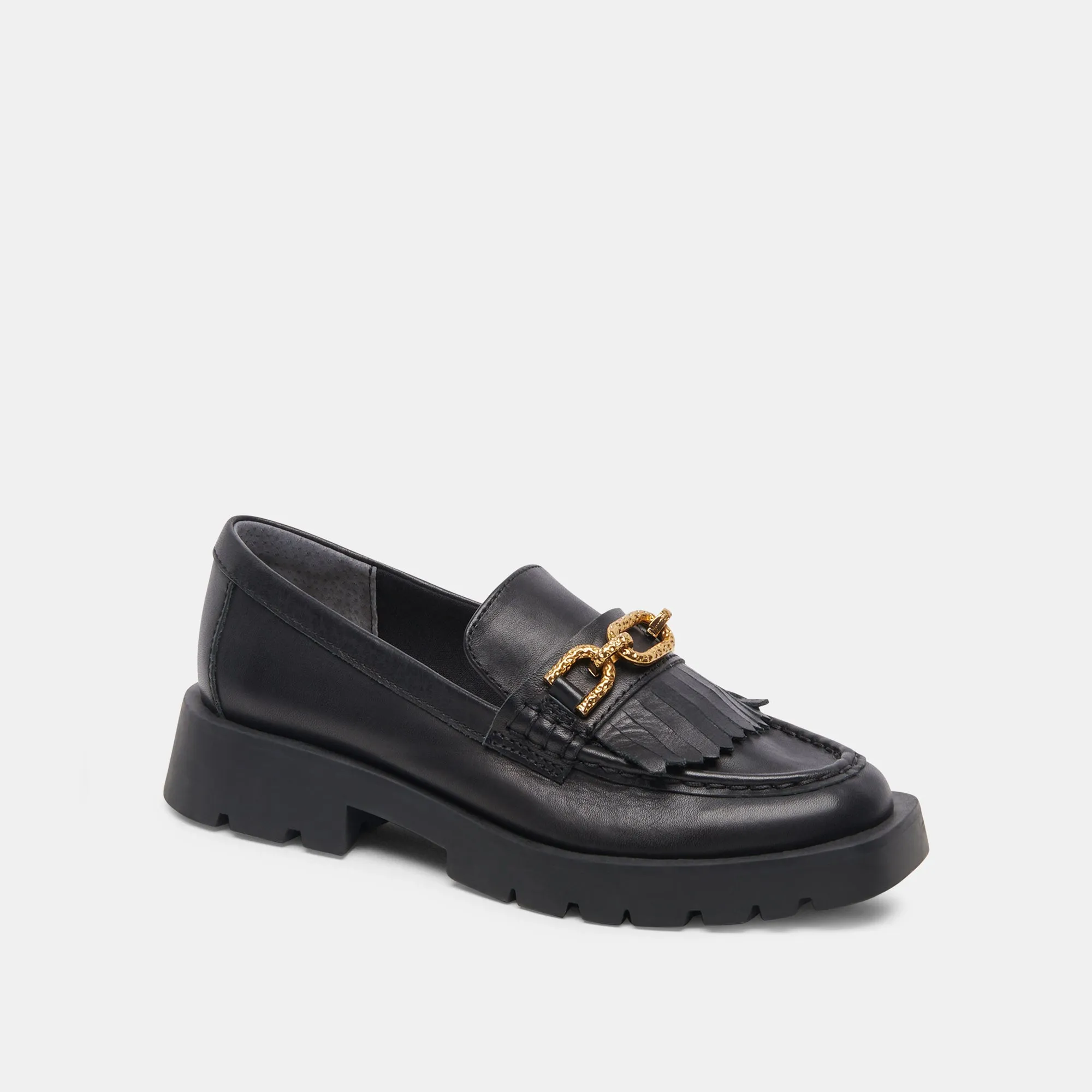 ERNA FLATS SCHWARZES LEDER