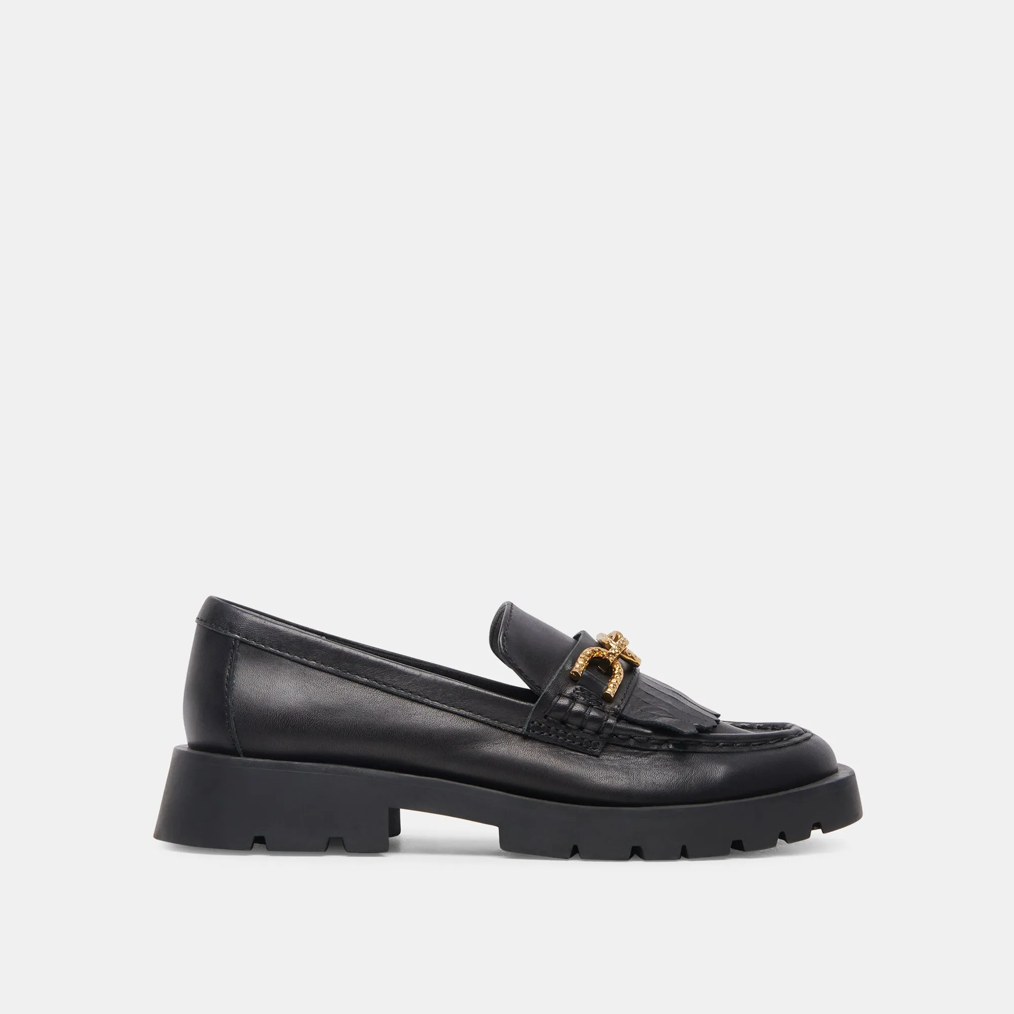 ERNA FLATS SCHWARZES LEDER