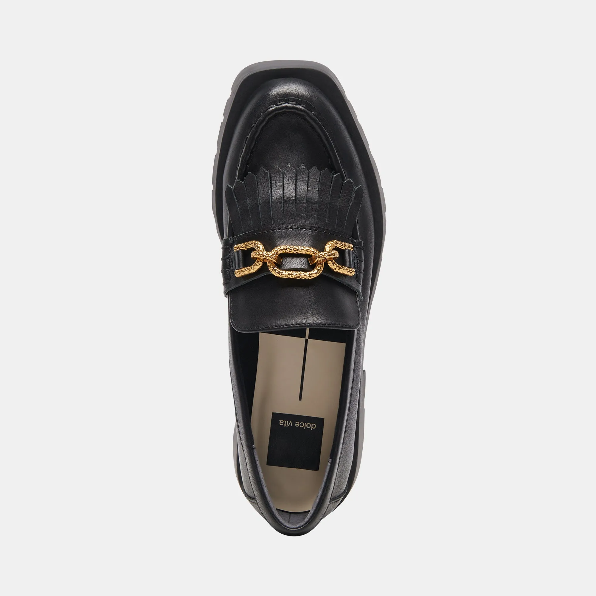 ERNA FLATS SCHWARZES LEDER