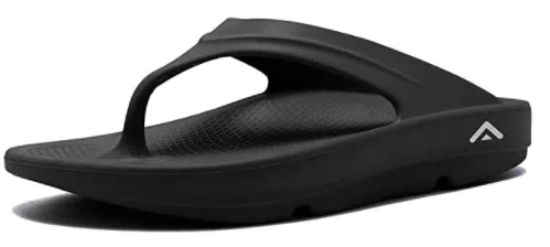 FANTURE Flip-Flops für Damen & Herren mit Fußschmerzlinderung, Fußgewölbestütze, Erholungssandalen, ultraleichte Hausschuhe, Schwarz