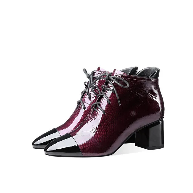 FEDONAS Elegante Damen Spitzenschuh Stiefeletten Warmes Echtes Leder Chelsea Kurzstiefel Büro Party Grundschuhe Damenmode Nova Schuhe