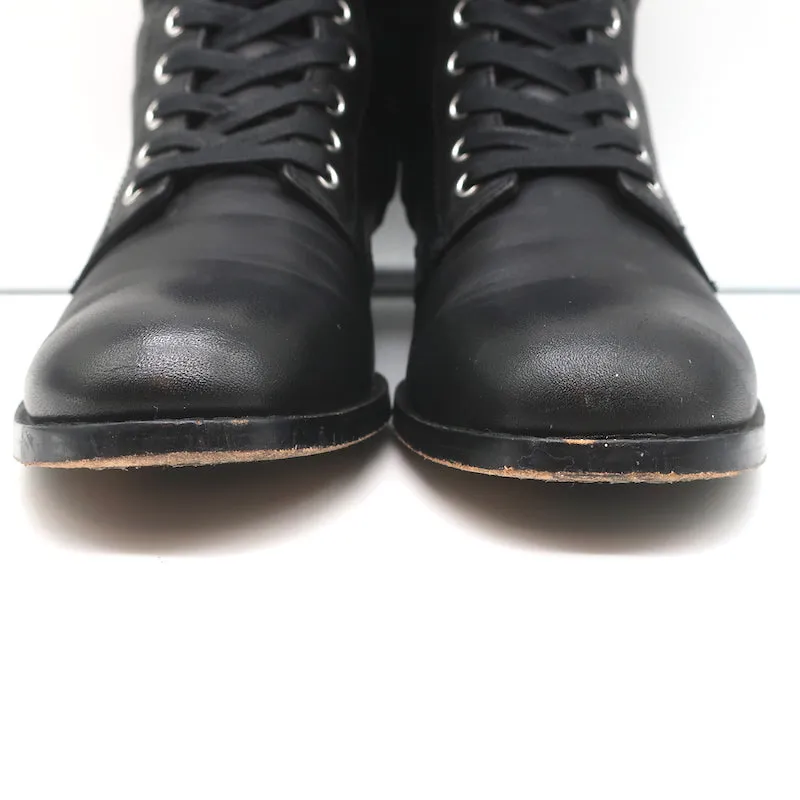 Gianvito Rossi Lagarde Kampfstiefel Schwarzes Leder Größe 38 Flache Knöchelstiefel