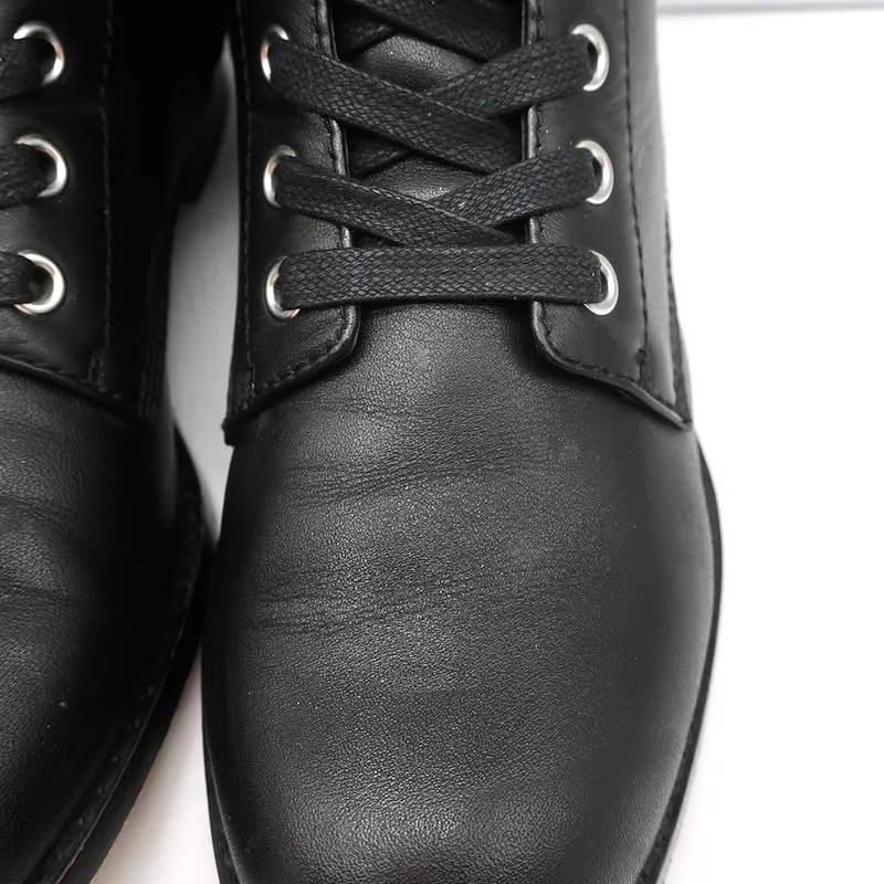 Gianvito Rossi Lagarde Kampfstiefel Schwarzes Leder Größe 38 Flache Knöchelstiefel