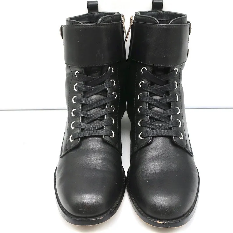Gianvito Rossi Lagarde Kampfstiefel Schwarzes Leder Größe 38 Flache Knöchelstiefel