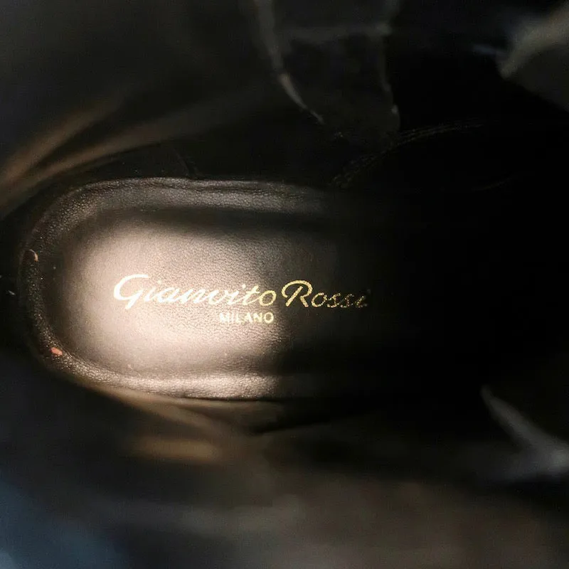 Gianvito Rossi Lagarde Kampfstiefel Schwarzes Leder Größe 38 Flache Knöchelstiefel
