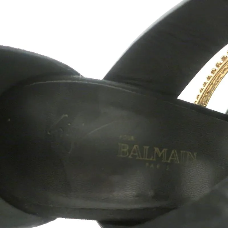 Giuseppe Zanotti x Balmain Sandal Boot mit Kristallbesatz Schwarz Lackleder & Wildleder Größe 39