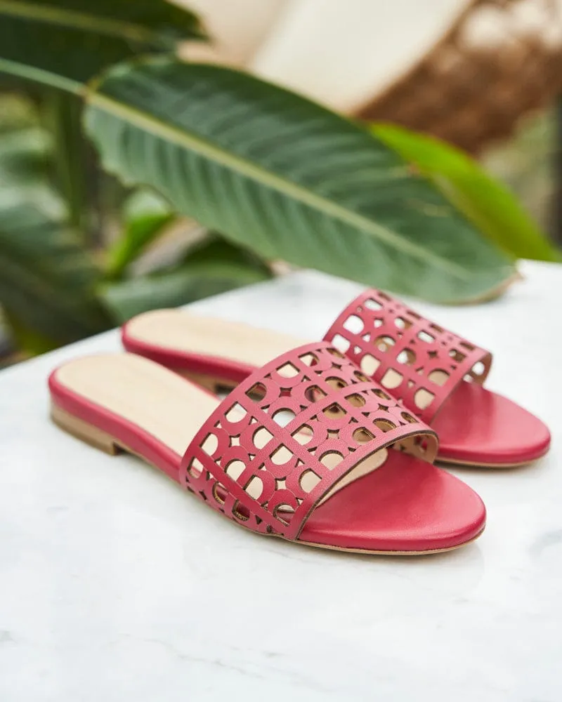 Hibiscus Vegan-Leder Schlupfsandalen | Orchidee