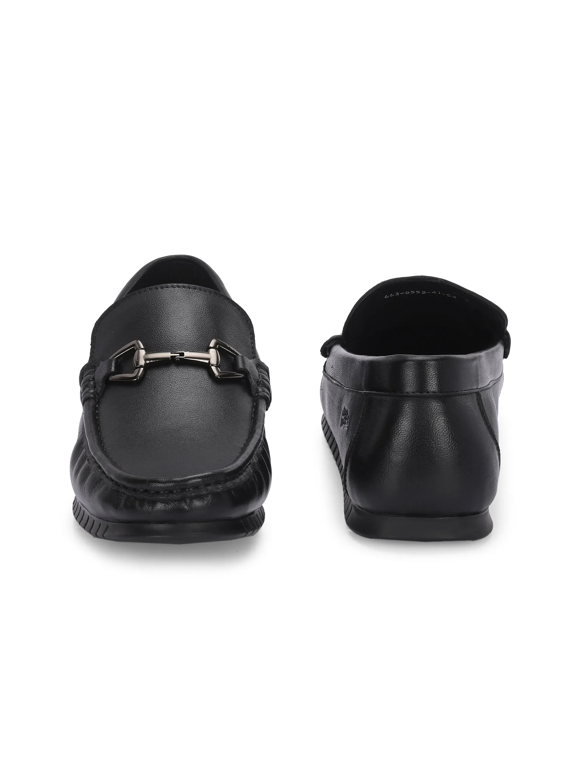 Hitz Herren Schwarze Leder Bequem-Slip-On Loaferschuhe